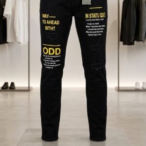 Black Graphic Print Distressed Jeans – Men's Premium