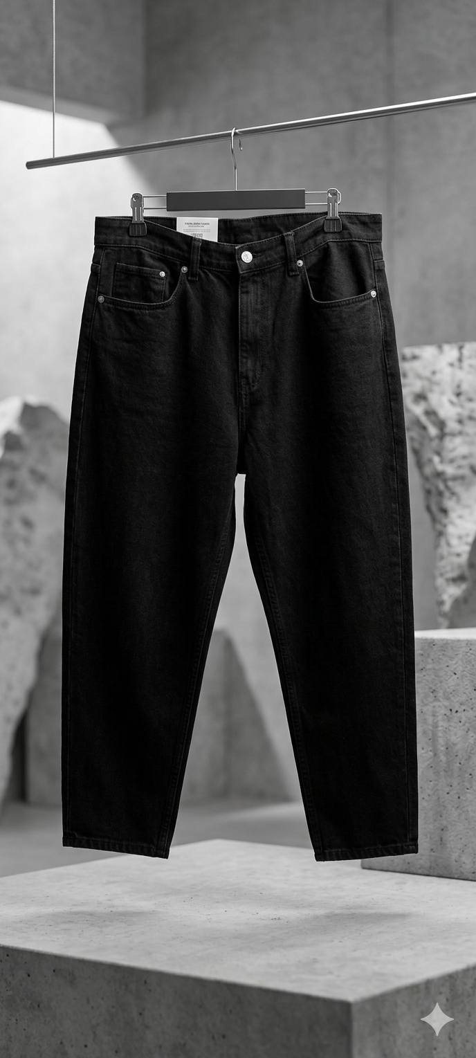 Black Relaxed Fit Straight Jeans – Men's Premium