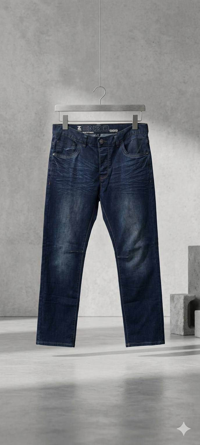 Dark Indigo Washed Regular Fit Jeans – Men's Premium