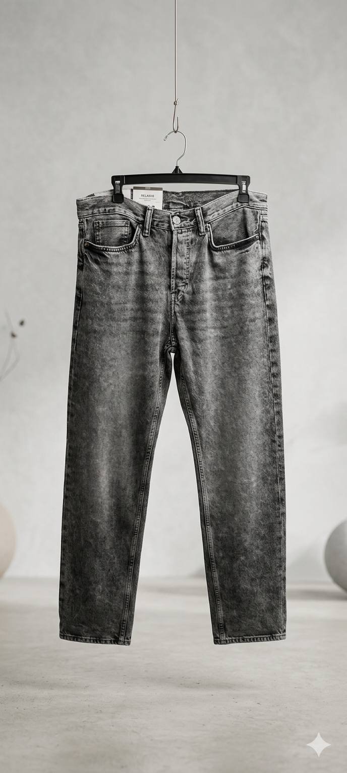 Charcoal Grey Acid Wash Straight Jeans – Men's Premium
