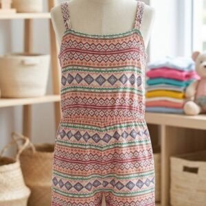 Boho Aztec Print Strappy Kids Romper – Girls