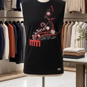 Black Floral Print Sleeveless Kids Top – Boys/Girls