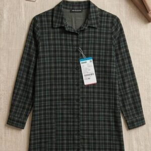 Brown Solid Band Collar Ladies Shirt – Premium