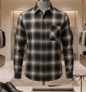 Black & White Plaid Flannel Shirt – Men's Premium