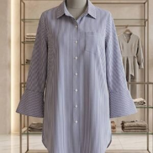 Navy Blue Striped Long Shirt โ Ladies Premium