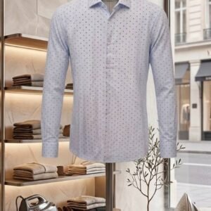 Light Blue Printed Formal Shirt – Men's Premium
