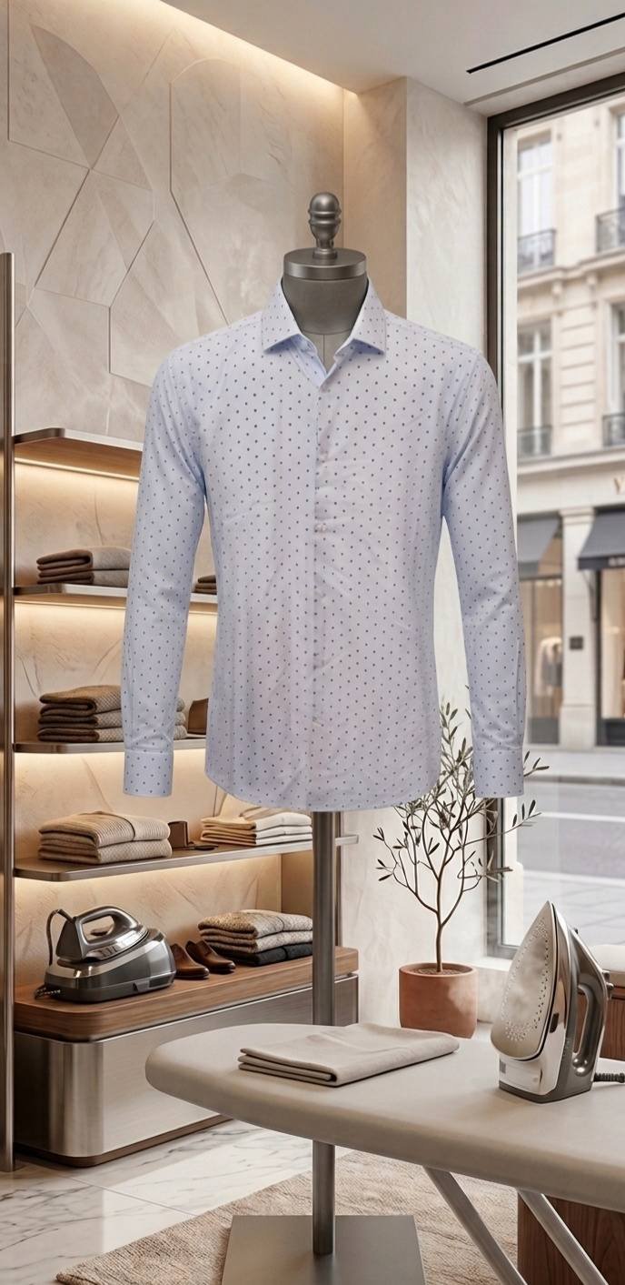 Light Blue Printed Formal Shirt – Men's Premium