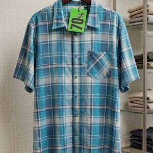 Teal Plaid Half Sleeve Shirt – Men's Premium