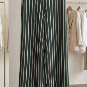 Dark Green Multi-Stripe Palazzo Trousers – Ladies