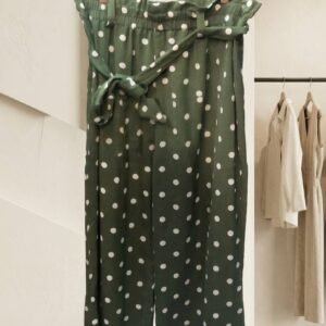 Olive Green Polka Dot Belted Wide Leg Plazoo – Ladies