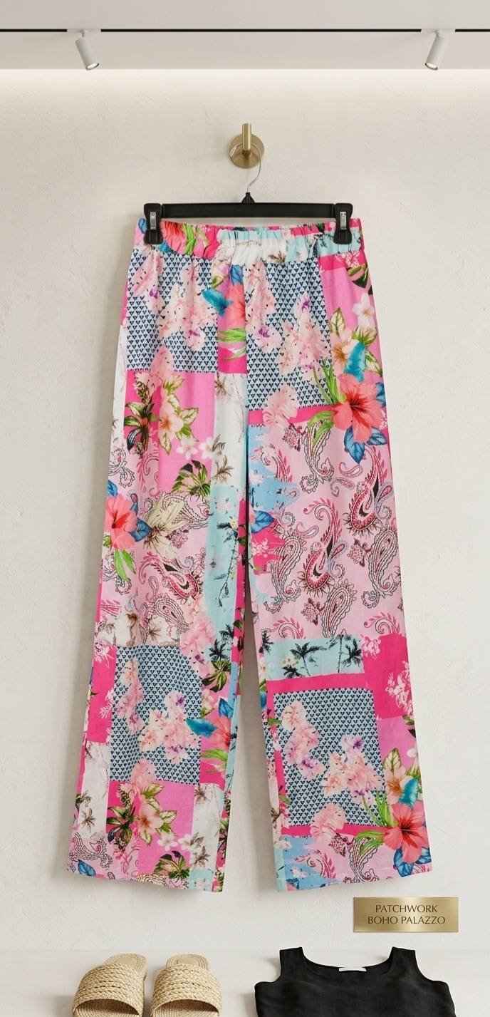 Pink Patchwork Boho Palazzo Plazoo – Ladies