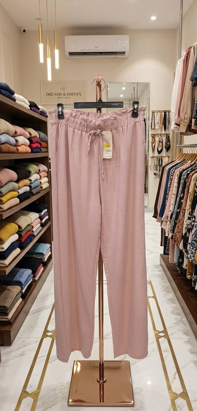 Blush Pink Drawstring Wide Leg Plazoo – Ladies