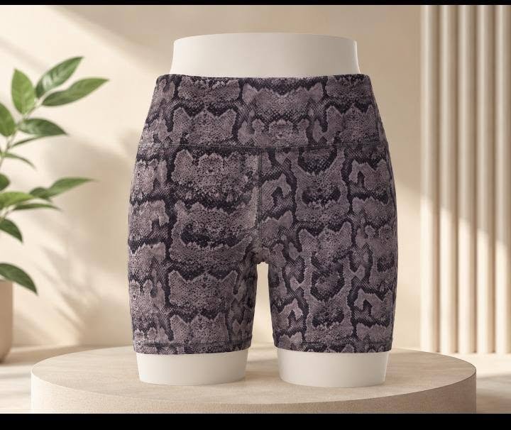 Snake Print High Waist Biker Shorts