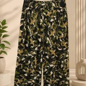 Camouflage Print Wide Leg Culotte Shorts