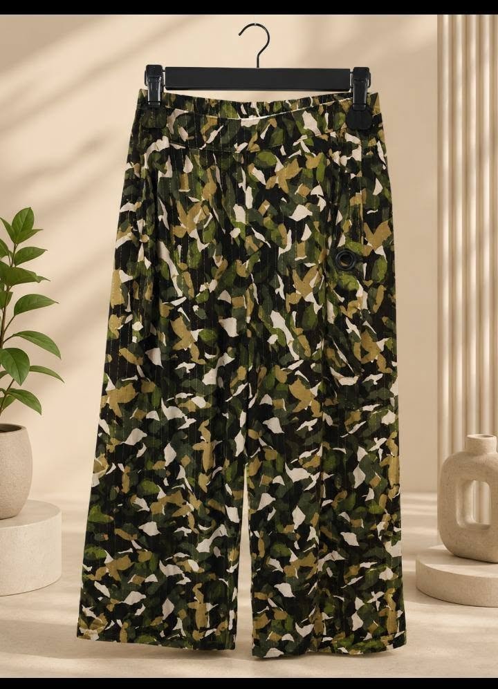 Camouflage Print Wide Leg Culotte Shorts