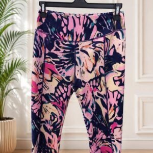 Abstract Floral Print Capri Leggings