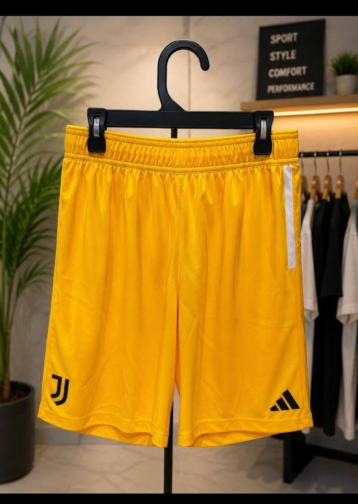 Yellow Sports Shorts with Side Stripe Detail
