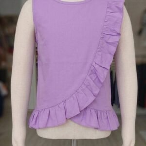 Girls Purple Ruffle Sleeveless Top
