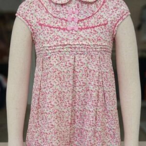 Kids Pink Floral Dress with Peter Pan Collar