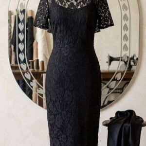 Black Floral Lace Bodycon Midi Dress – Ladies Premium