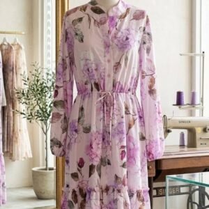 Purple Floral Chiffon Maxi Dress – Ladies Premium