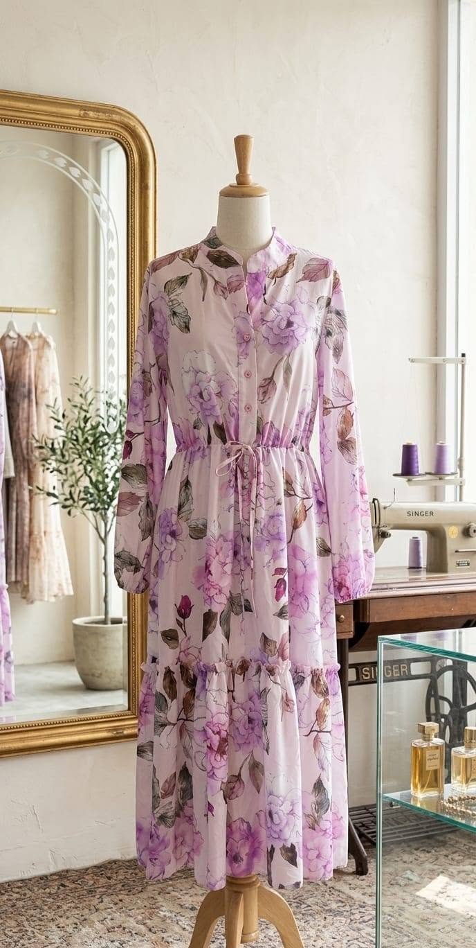 Purple Floral Chiffon Maxi Dress – Ladies Premium