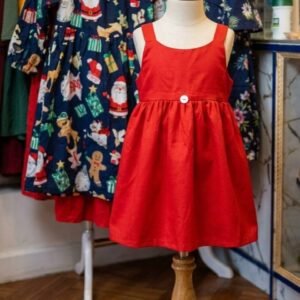 Red Pinafore Party Dress for Girls