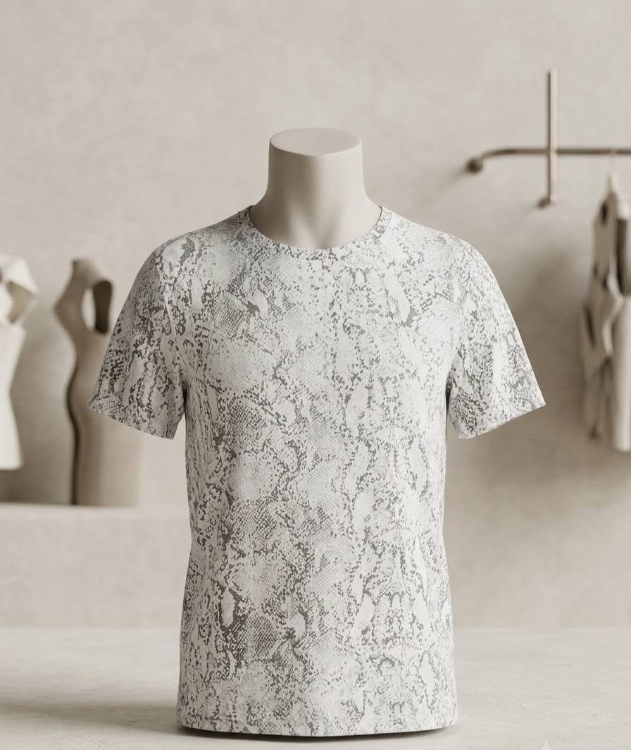 Grey Snake Print Short Sleeve T-Shirt