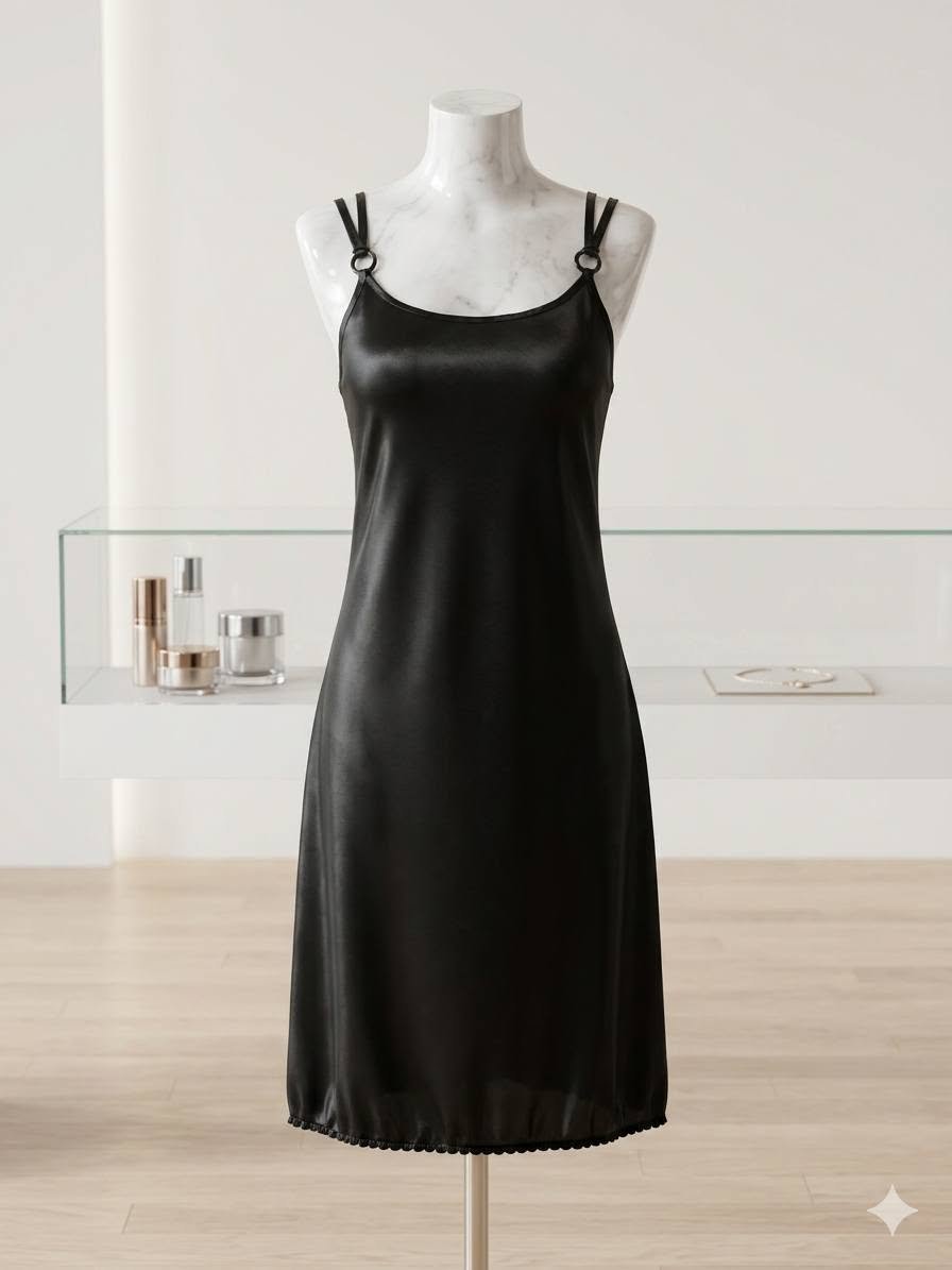 Black Satin Cami Slip Nighty
