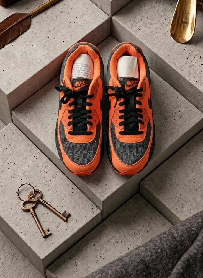 Nike Air Max 90 Orange & Grey Sneakers - Men