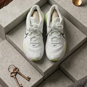 Nike White Sneakers with Lime Green Sole - Women