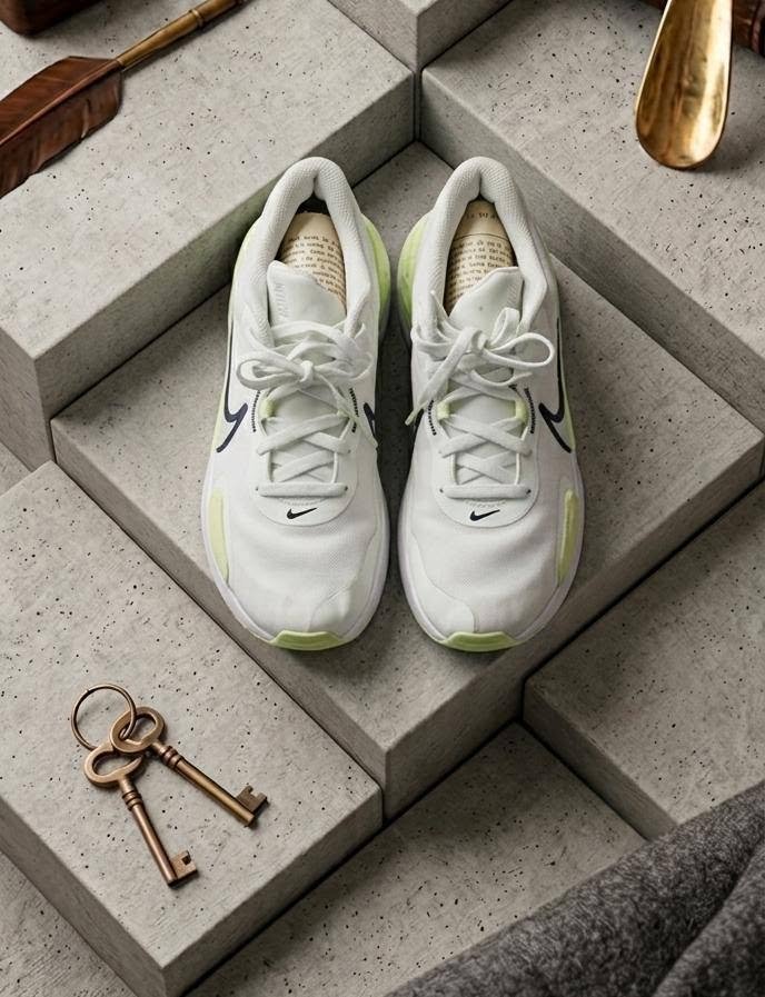 Nike White Sneakers with Lime Green Sole - Women