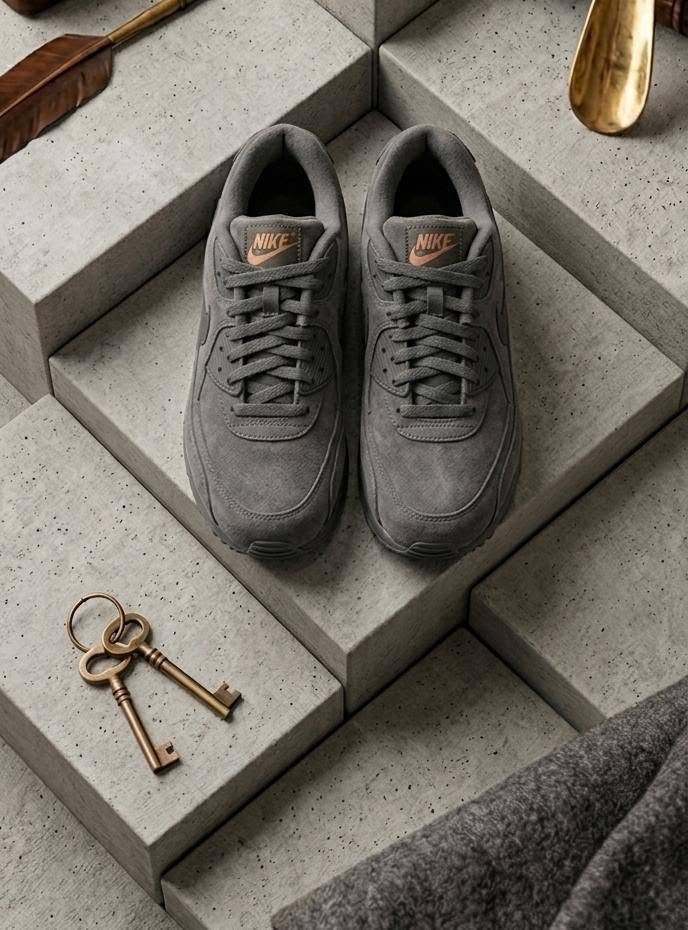 Nike Air Max 90 Grey Suede Sneakers - Men