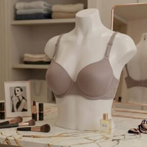 Mauve Taupe Smooth Padded Bra with Lace Sides