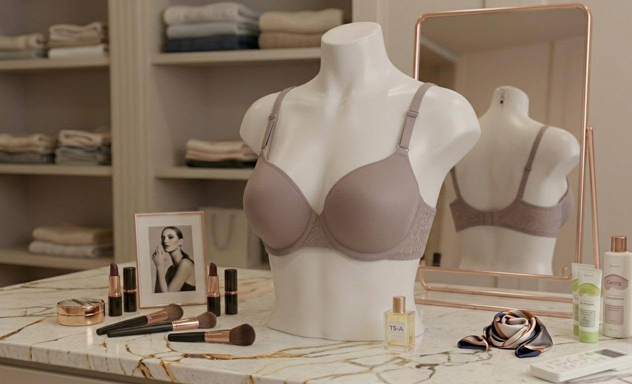 Mauve Taupe Smooth Padded Bra with Lace Sides