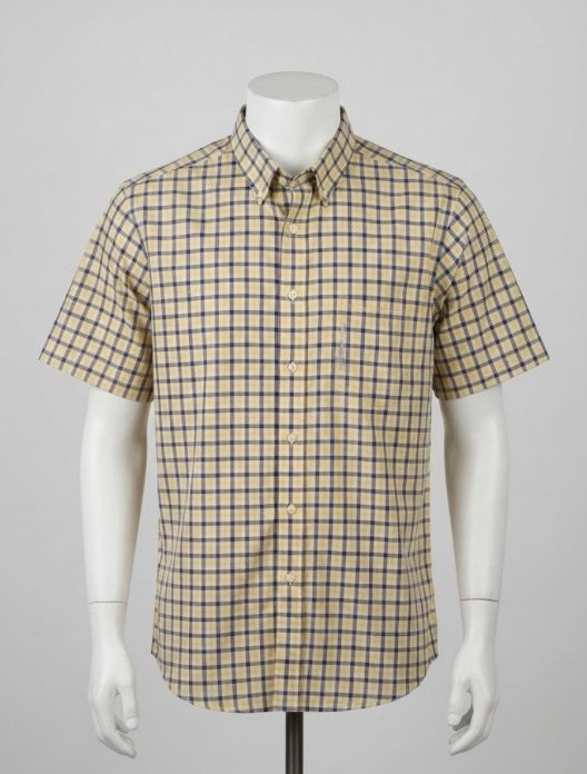 👔 CHECKED HALF SLEEVE SHIRT 👔
Color: Beige with Navy Blue Checks
Style: Regular Fit, Half Sleeve, Chest Pocket