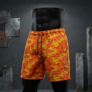 🧡 ORANGE CAMO SPORT SHORTS 🧡
Color: Orange + Yellow Camo Print
Style: Drawstring Waist, Athletic Fit, Quick Dry