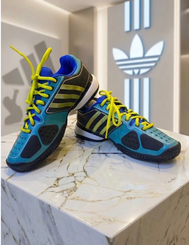 adidas Court Shoes - Teal / Black / Lime