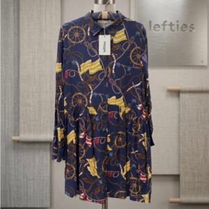 Lefties Nautical Print Shirt Dress - Navy