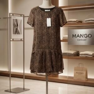 MANGO Casual Printed Dress - Brown Animal Print