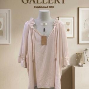 GALLERY Boho Tie-Up Blouse - Blush Pink