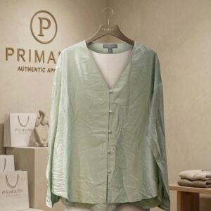 Primark V-Neck Button Blouse - Sage Green