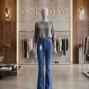 NOISY MAY Women's High Waist Flare Jeans - Mid Blue