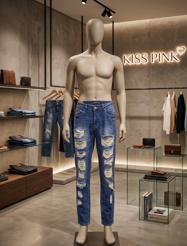 KISS PINK WOMEN’S Heavy Ripped / Destroyed Jeans