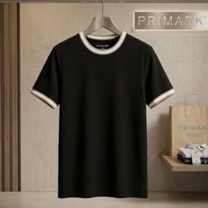 PRIMARK Men's Contrast Ringer T-Shirt - Black