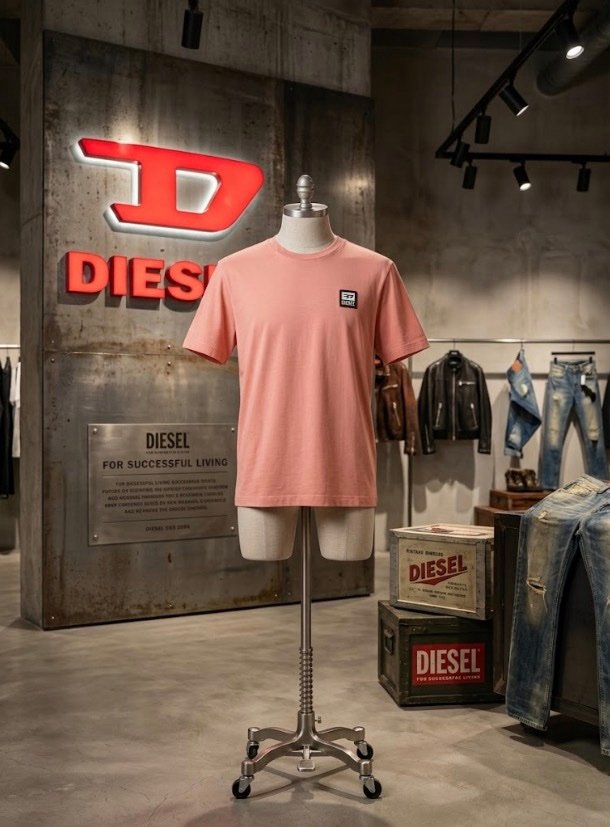 DIESEL Men's Small Patch T-Shirt - Peach