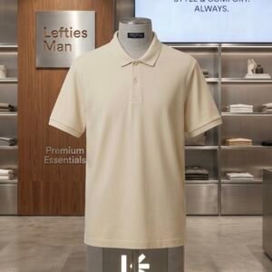 Lefties Man Premium Essentials Polo Shirt - Cream / Beige - 100% Premium Pique Cotton