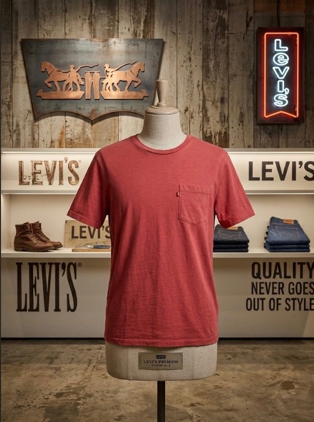 Levi's Premium Essentials T-Shirt - Faded Red / Brick - Chest Pocket