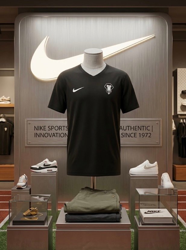 Nike Sports Authentic Jersey - Black V-Neck - Embroidered Crest